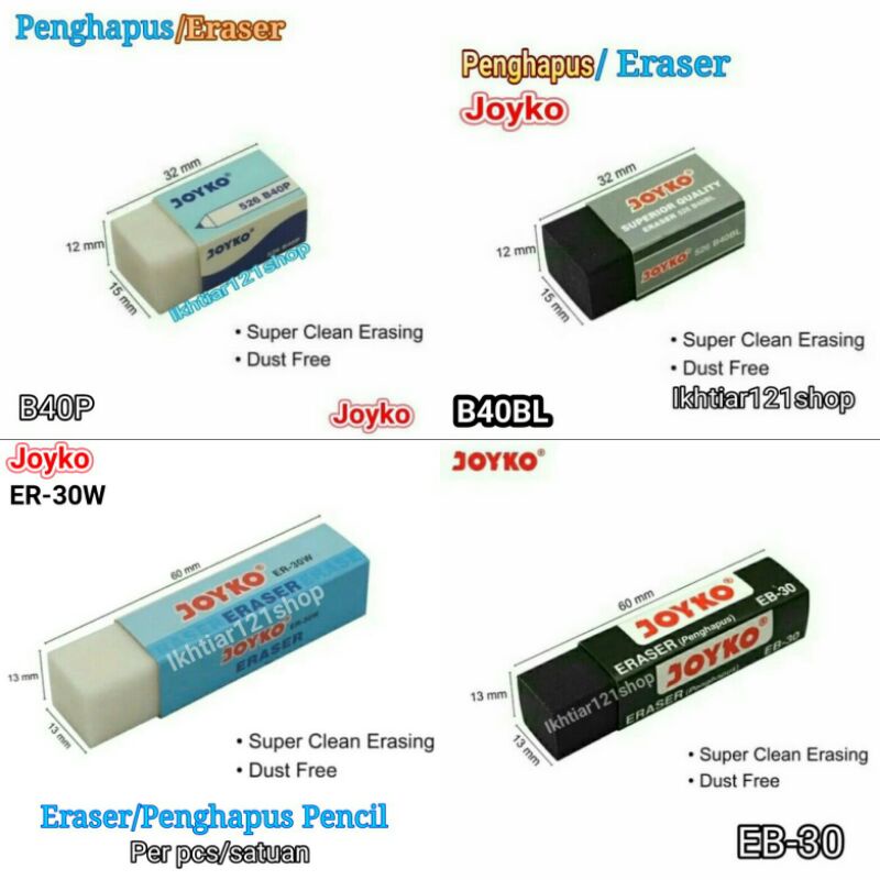 

Penghapus Pensil/Pencil Eraser Joyko Berkualitas Bagus Per Pcs Satuan
