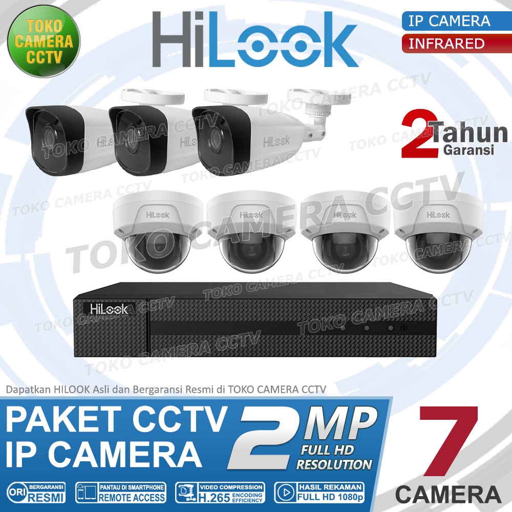 PAKET CCTV IP CAMERA HILOOK 2MP 8 CHANNEL 7 KAMERA