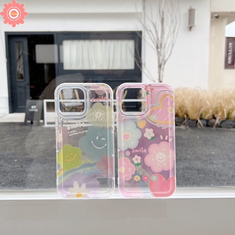 Ins Korea Lucu Smile Fresh Sunflower Case Untuk Redmi Note10 11 8 9 10s 11s Redmi 12C 9 10C 9T 9C NFC A1 10 10A 9A POCO F4 Bening Airbag Shockproof Soft TPU Cover