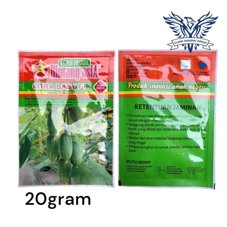 Benih Bibit  Timun MENTIMUN CITRA BABY 20 gram - Bintang Asia