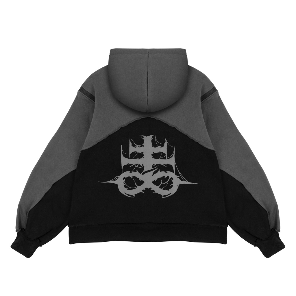 GRDT - Astaroth Two Tone Hoodie Oversize Black Grey