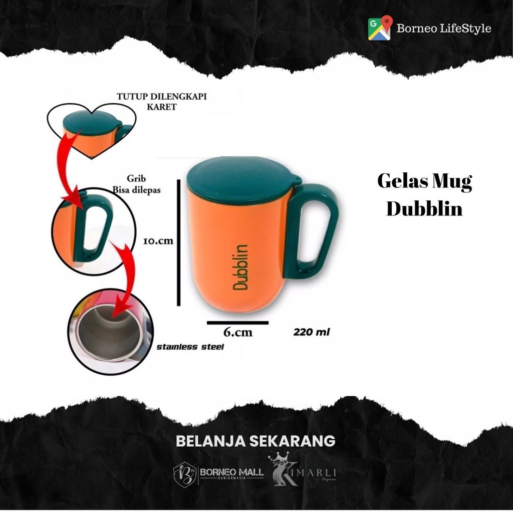BMOS005 // Gelas Mug Dublin Tahan Panas By. Borneo Mall