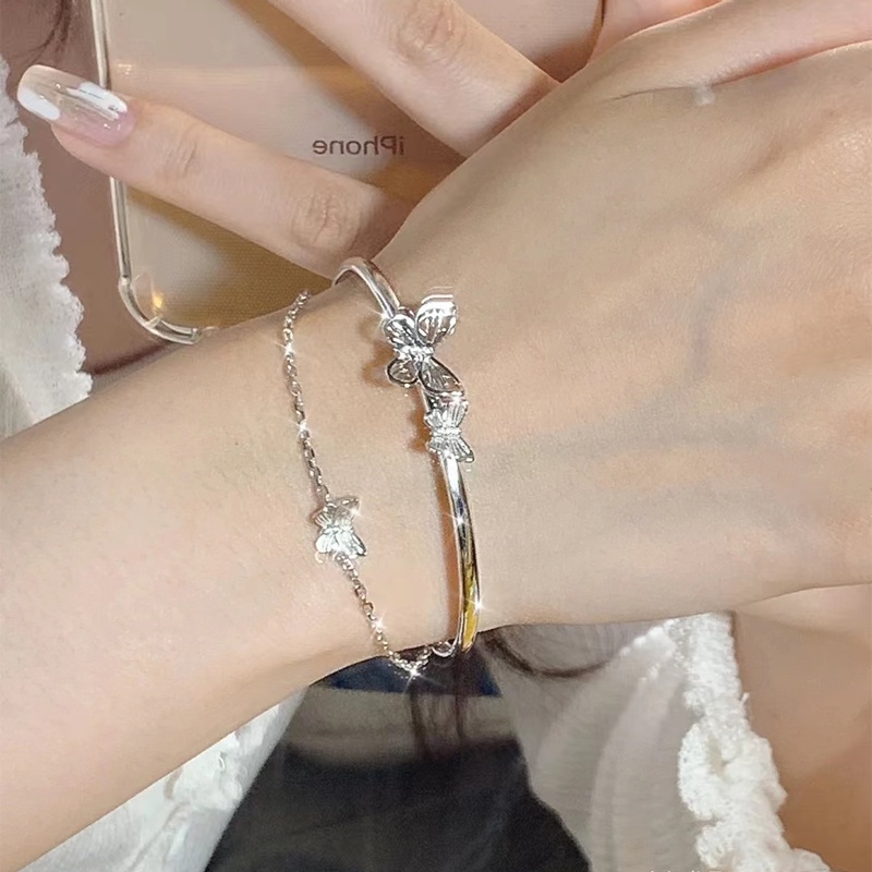 Papaozhu Trendi Perak Emas Mobius Bangle Terbuka Gelang Untuk Wanita Perempuan Trendi Adjustable Lingkaran Manset Gelang Manis Busur Aksesoris Tangan