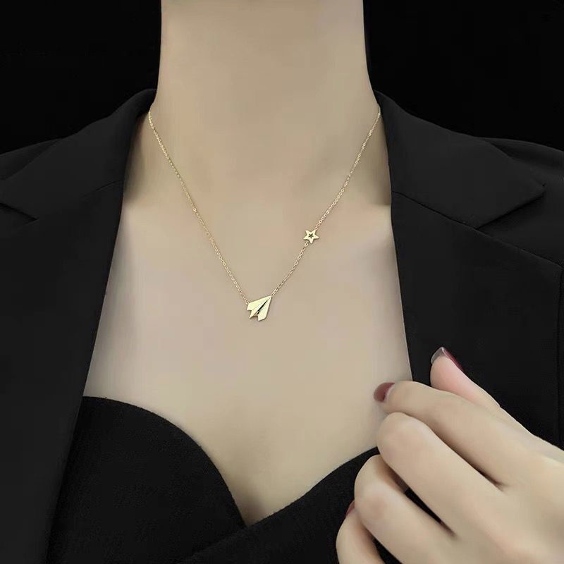 Kalung Rantai Pendek Bahan Stainless Steel Titanium Bentuk Geometris Untuk Wanita