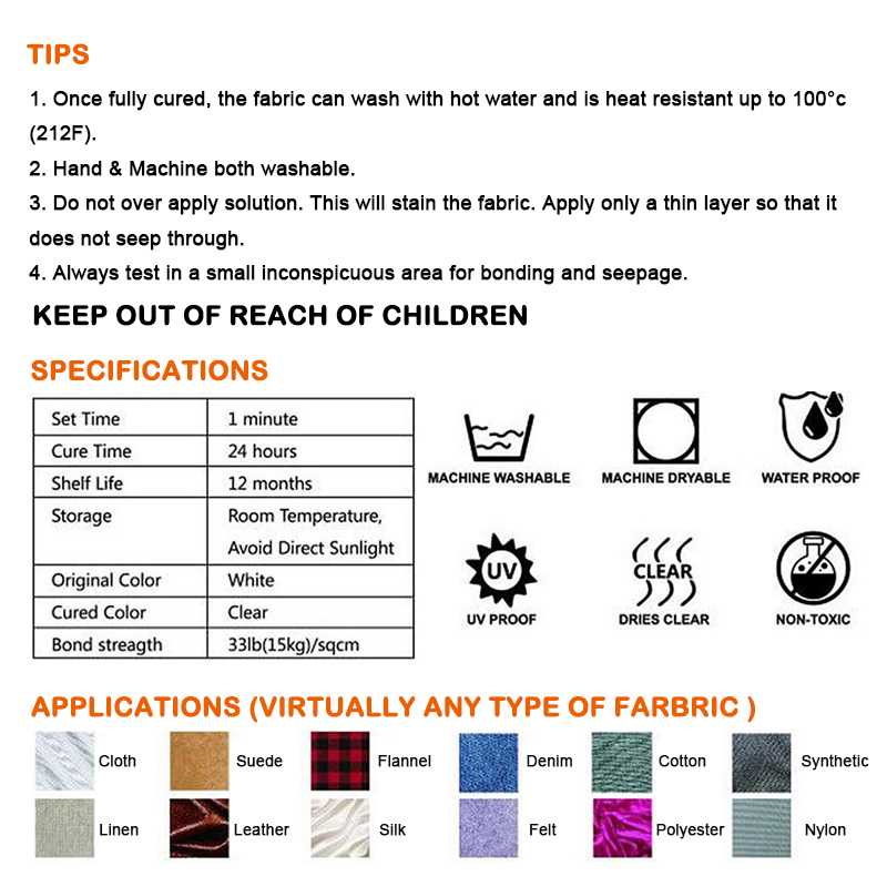 VISBELLA Lem Kain untuk baju robek praktis tanpa jahit tempel emblem kain robek bolong gorden robek celana bolong 60ML Ultra-stick Sew Glue Sewing Liquid Glue Instant Fabric Leather Cloth Adhesive Fast Drying Glue Jean Repair Bonding Tent