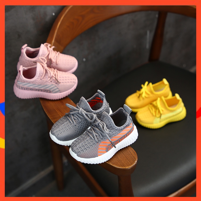 1-8 tahun anak-anak slip-on sepatu bottom lembut bernapas sepatu olahraga flyknit sneaker siswa sekolah dasar