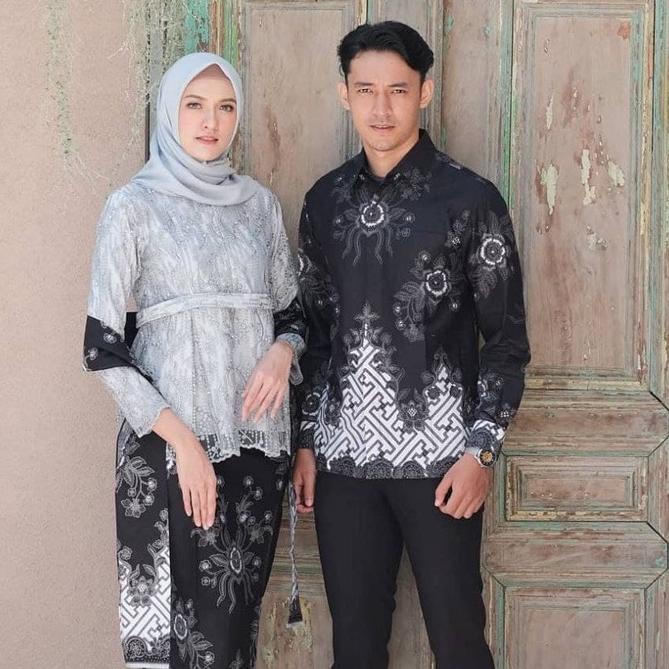 HARGA TERMURAH BAJU COUPLE KEBAYA BROKAT HITAM / KONDANGAN / TUNANGAN / SARIMBIT / Baju Kapel
