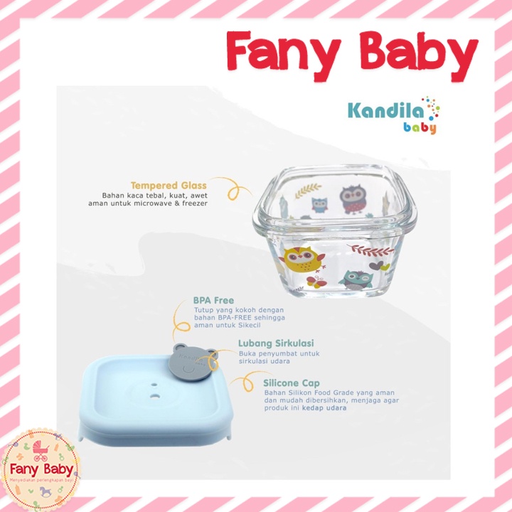 KANDILA BABY PRINTED GLASS FOOD CONTAINER 4PCS 180ML / KDL027-9