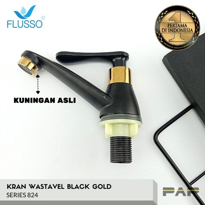 ~~~~~] Flusso Keran Wastafel Cuci Tangan - Kran Wastavel Black Gold Tuas 824