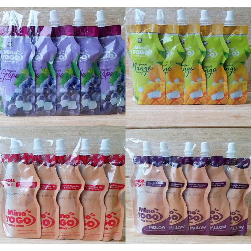 ✔MURAH Mino Yogo Coco Drink 126ml isi 5pcs / Minuman Yogurt Jelly + Nata De Coco Aneka Buah