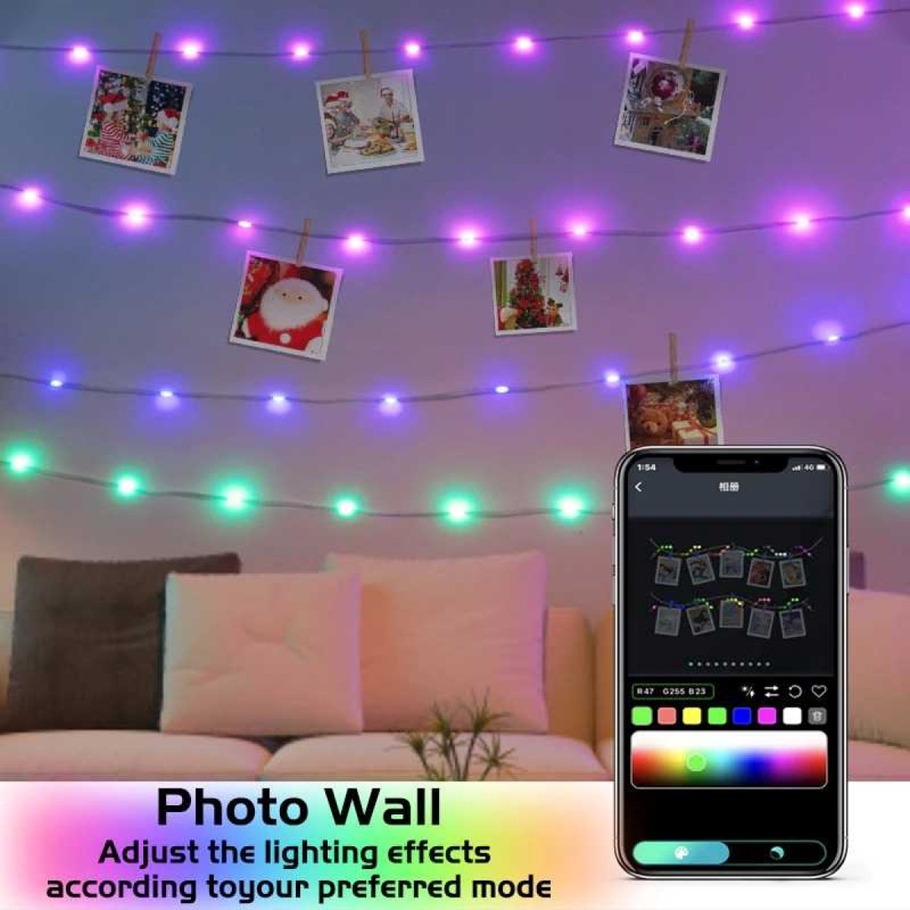 Lampu Hias String Lights RGB Smart Bluetooth Remote Control Applikasi