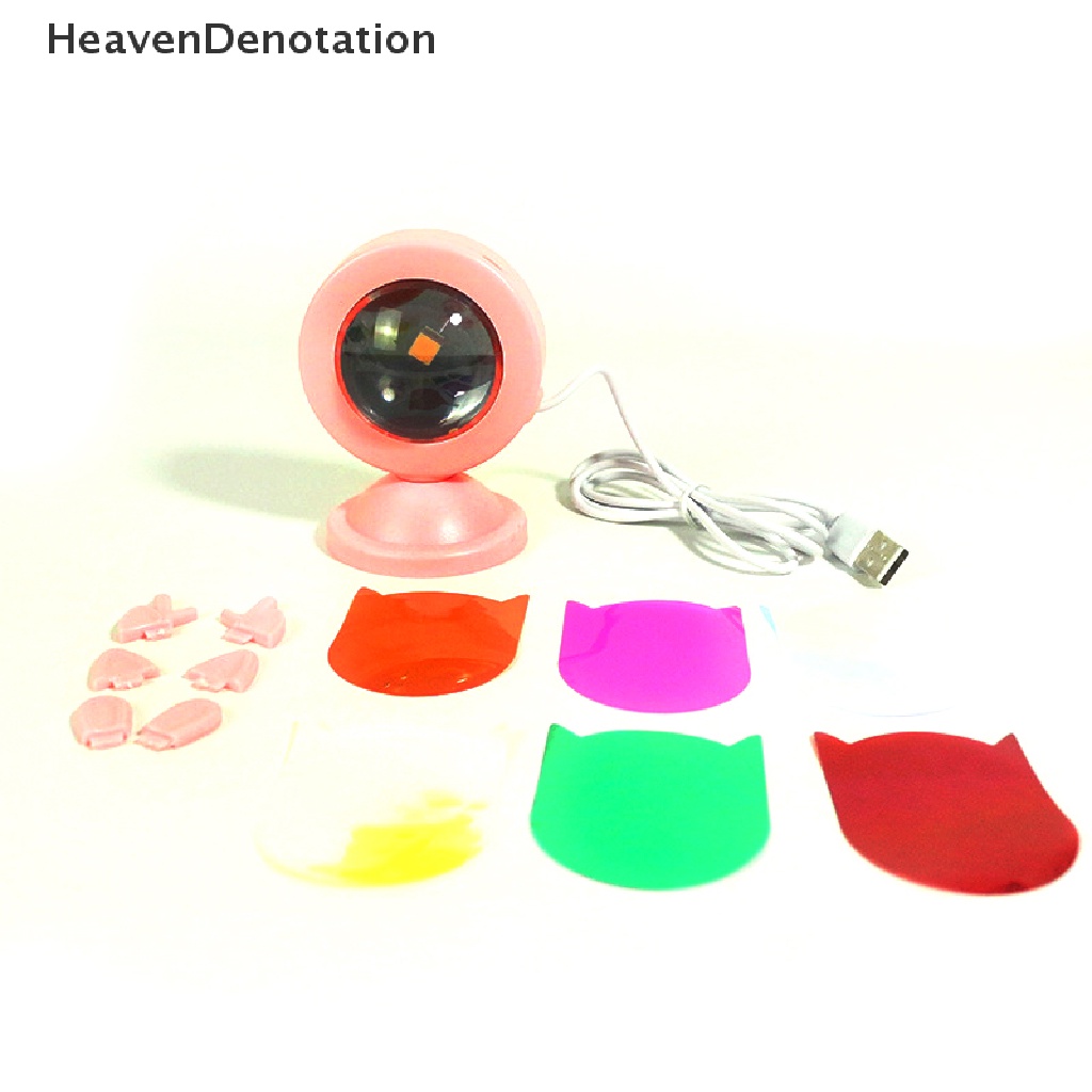 [HeavenDenotation] Mini Sunset Cahaya Suasana Ins Proyektor Foto LED Hujan Fajar Meja Lighg Dekorasi Kamar Portable USB RGB Lampu Malam HDV