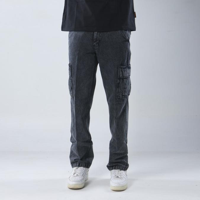 Superego Celana Cargo Pants Pria Jeans Standard Denim Snow Black