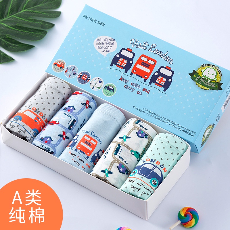 Celana Dalam Anak Laki-laki Perempuan BOY Underwear Box Isi 5pcs Motif Lucu Premium