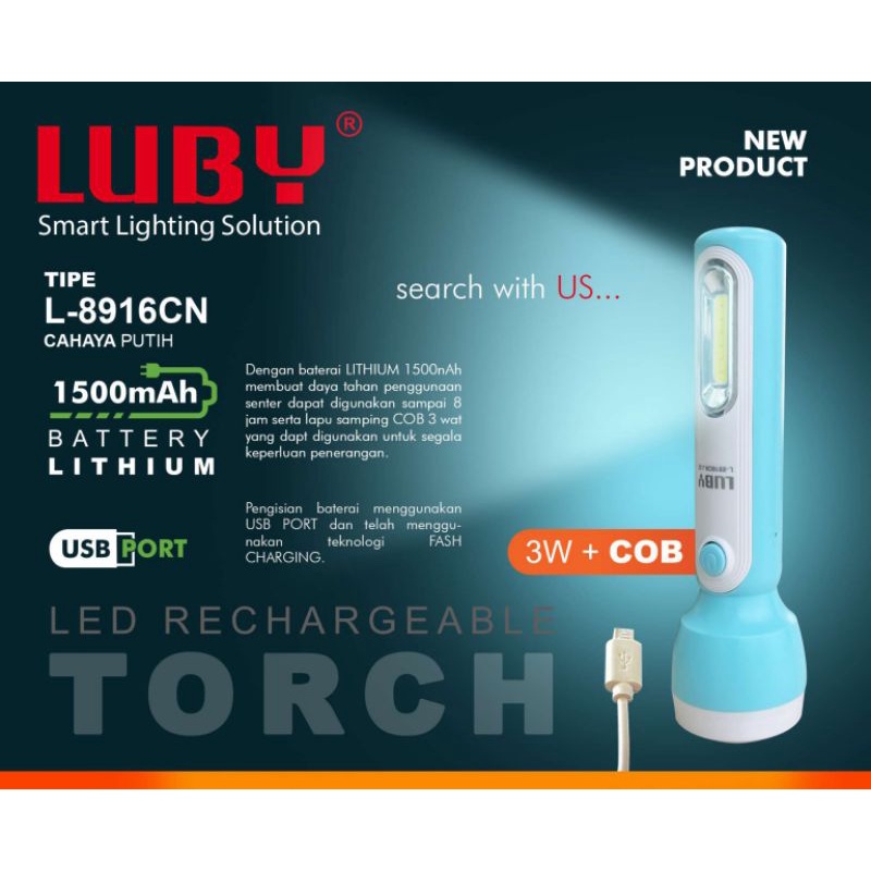 Senter Cas Luby Emergency 3 watt L-8916CN