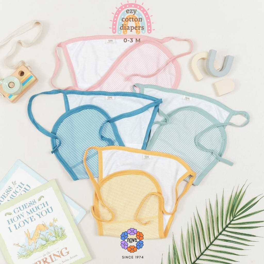 Nova Baby Popok Tali Bayi Motif Garis Salur Ezy Cotton Diapers Perlengkapan Bayi Newborn
