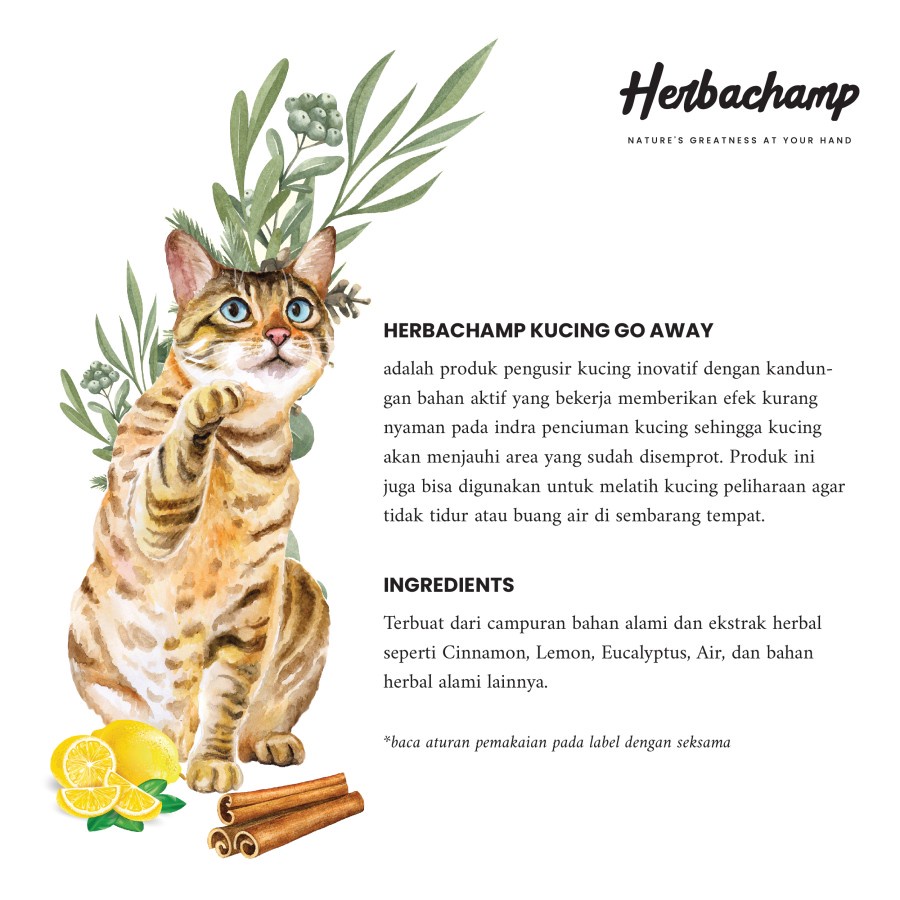 Herbachamp KUCING GO AWAY / Spray Pengusir Kucing Alami / Cat Repellent Spray