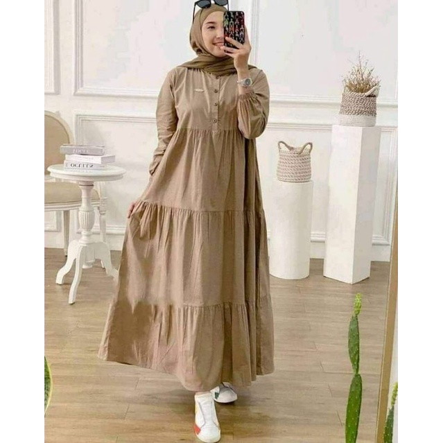 DRESS JUMBO KIRANIA MIDI DRESS BAHAN KATUN RAYON FASHION WANITA