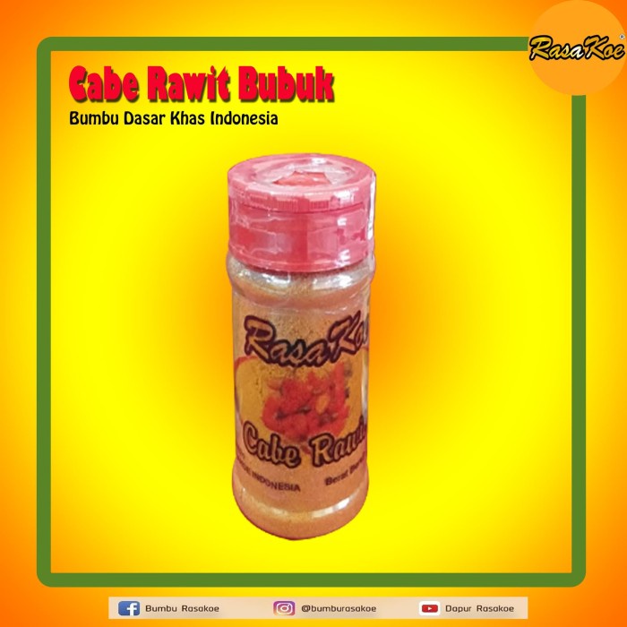 

+++++] Bumbu Dasar RasaKoe CABE RAWIT BUBUK / Hot Chili Powder