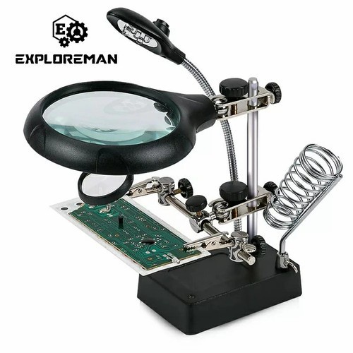 Alat Bantu Pegangan Solder Plus Kaca Pembesar LED Helping Hand Tools