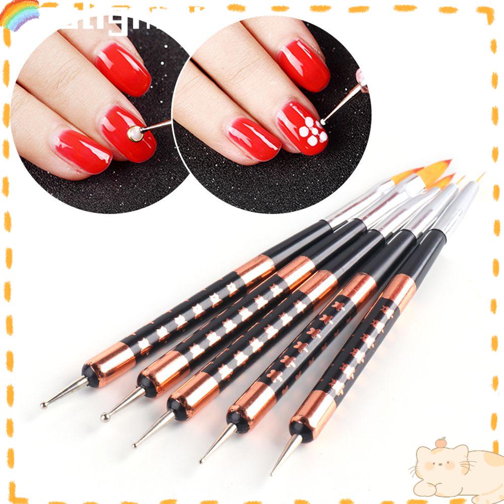 Solighter Nails Art Dotting Pen UV Painting Liner Gel Brushes 2in1 Kepala Ganda