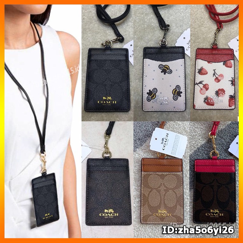 

(Penjualan Spesial) Kartu kerja Coach F65573 F23679 F26654 100% ID card holder lanyard/name card holder/tag/la