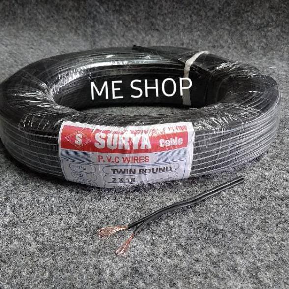 ☺ Kabel Serabut 2x18 hitam putih 100yard kabel listrik serabut ➴