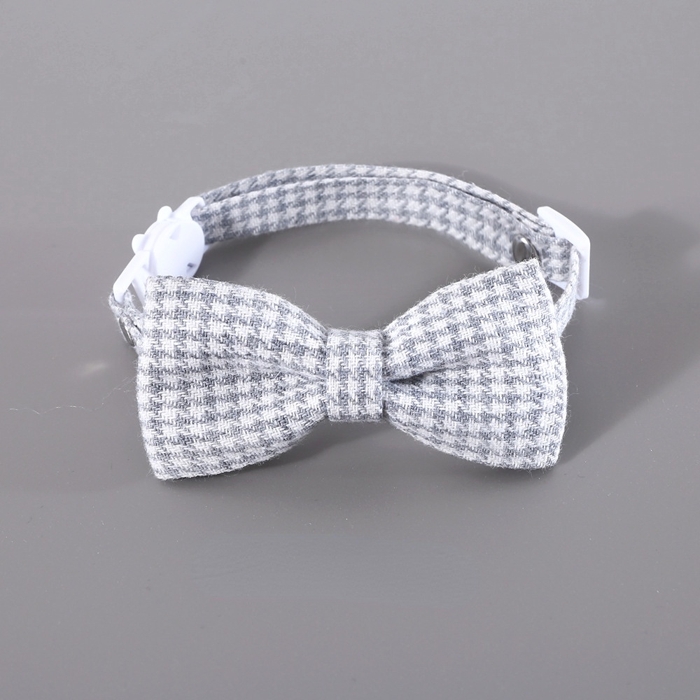 Dasi Kupu-Kupu Peliharaan Kerah Kucing Anjing Gaya Inggris gentleman houndstooth plaid bow tie anti-Sedak Kerah Yang Dapat Disesuaikan Aksesoris Pernikahan Hewan Peliharaan