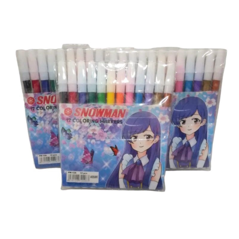 

Spidol Snowman 12 Warna Original Asli