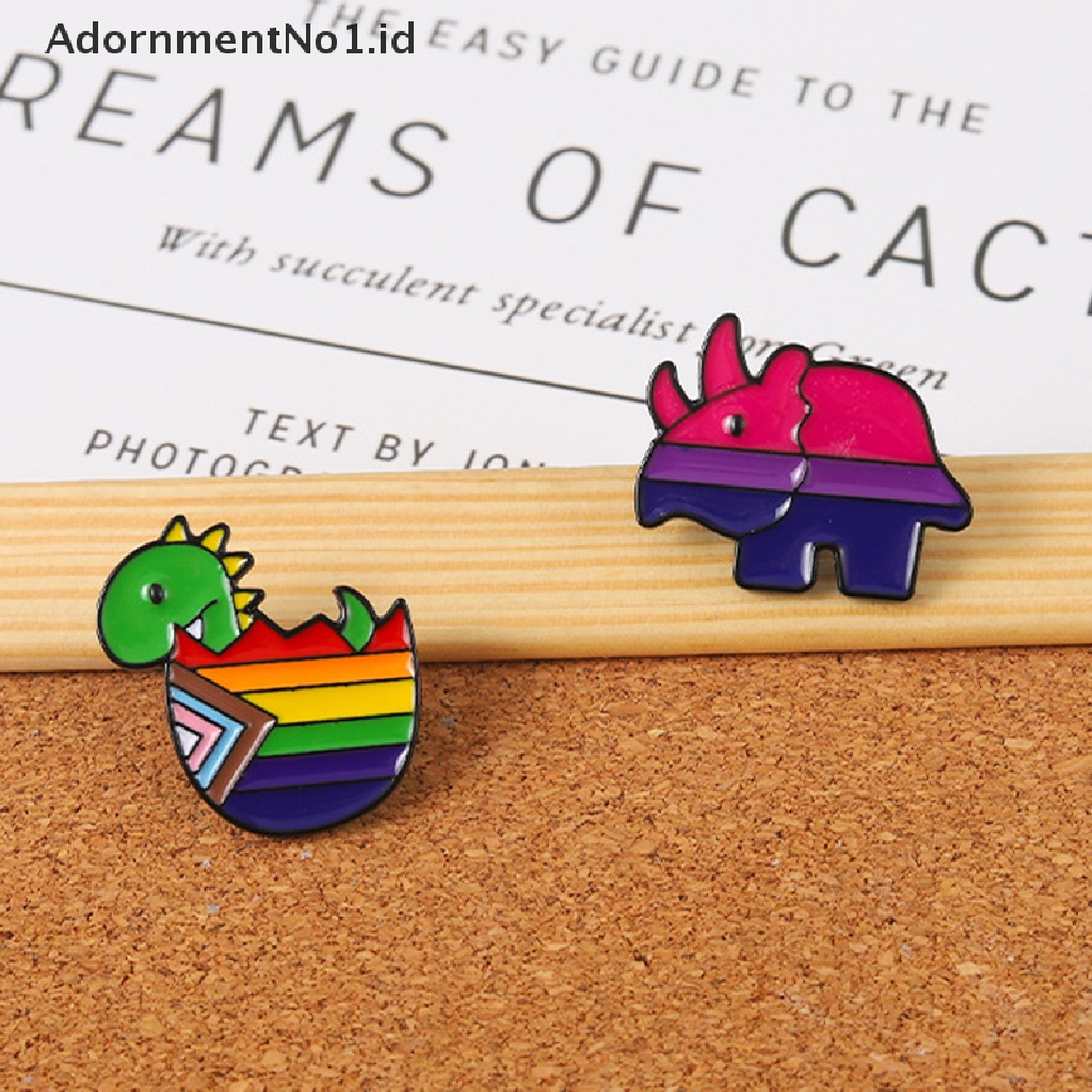 [AdornmentNo1] Hujan Dinosaurus Enamel Pin Custom Rhino Bros Kerah Lencana Kartun Hewan Bergaris Perhiasan Hadiah Untuk Teman Anak [ID]