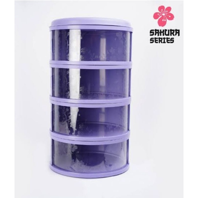 1 kg Rak Penyimpanan Makanan 4 Susun Tingkat Tudung Saji Tutup Food Cover-Violet pastel