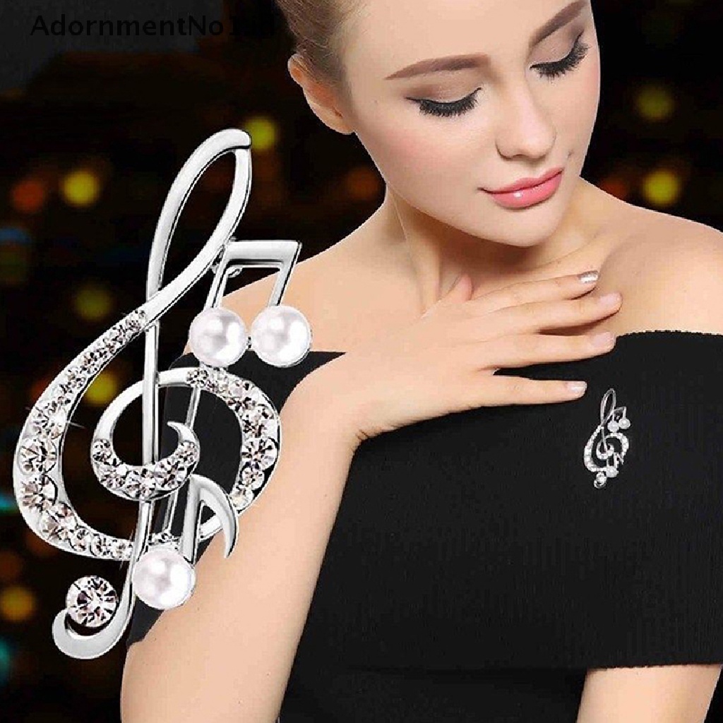 [AdornmentNo1] Fashion Berlian Bros Berlian Imitasi Musik Note Brooch Pin Trendi Mutiara Imitasi Bros Wanita Pernikahan Pin Hadiah Pesta [ID]