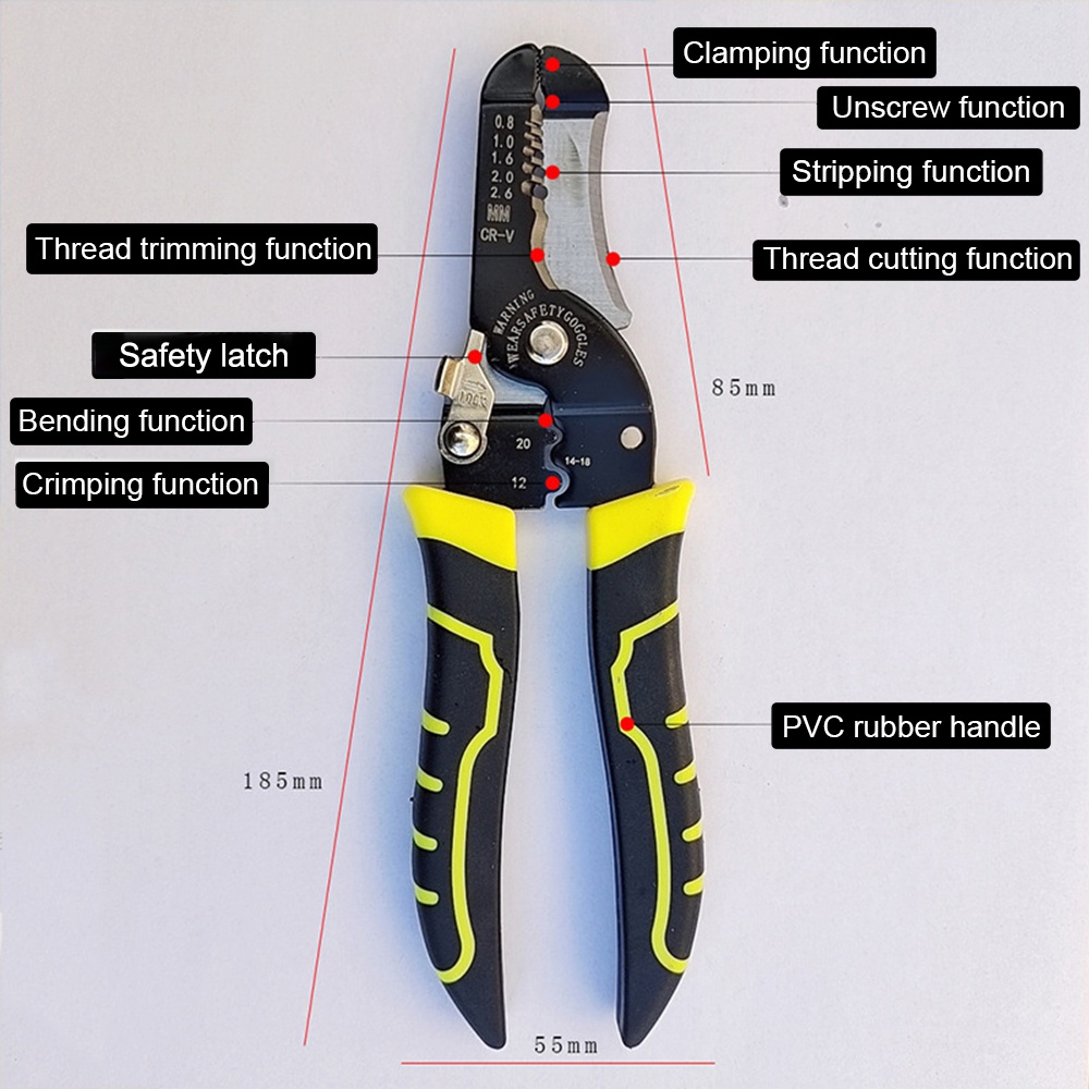 COOFARI Tang Tang Tang Listrik Multifungsi, Alat Pemotong Tangan Penjepit Crimping