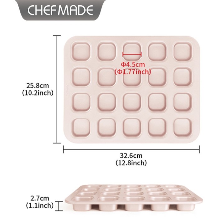 chefmade 20 cups mini square cake mold WK9927/ loyang kue mini cupcake/ loyangan kue / cetakan anti lengket