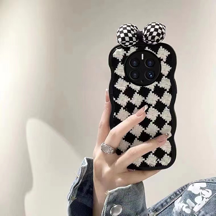 Houndstooth Black Soft Case iPhone 7 8 Plus XR XS Max 11 12 13 14 Pro Max 14 Plus Phone Case Fashion Women Casing hp iphone cassing