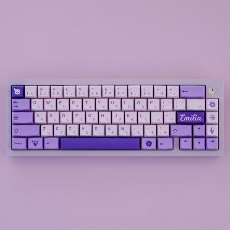 Btsg Tebal PBT Dye-SUB XDA Keycaps 134kunci Keycap Ungu Tale Untuk61.64.68.84.87 /96