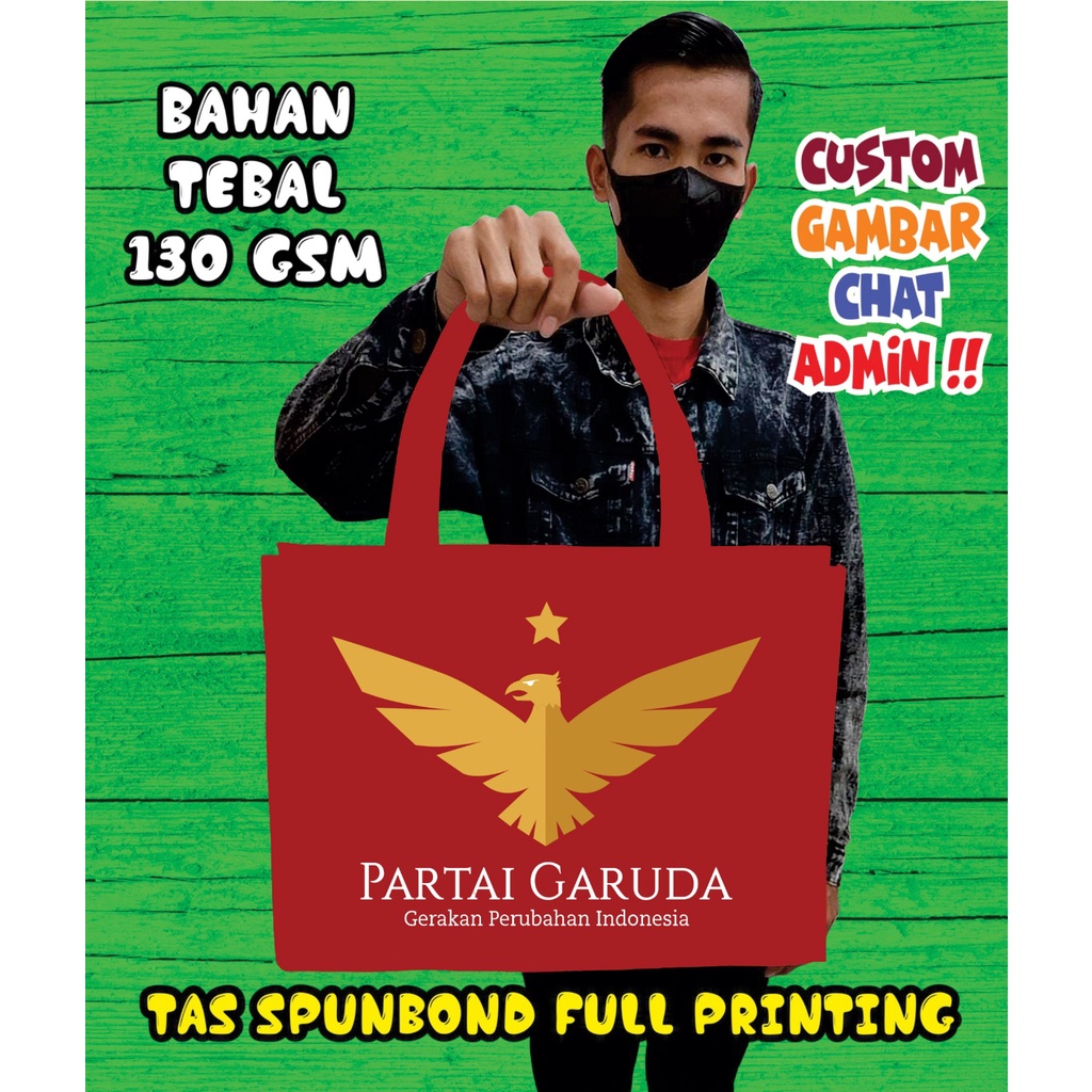

Tas Tote Bag PARTAI GARUDA/Tas Spundbond Tebal Desain PARTAI GARUDA/Goodie Bag Spundbond PARTAI GARUDA/Souvenir PARTAI GARUDA/Tas Spundbond Custom