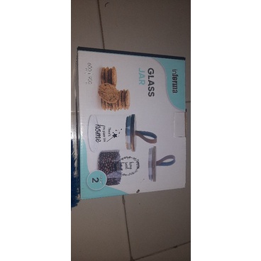 Hanna Glass Jar 600ml & 950ml set OF 2/Toples Kaca Tutup Kayu By Informa