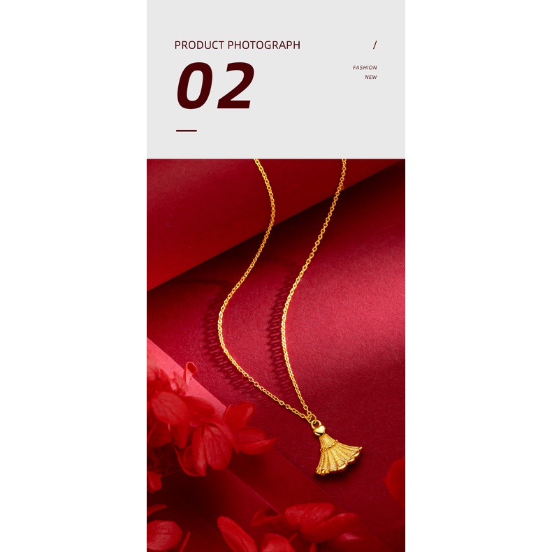 Goldkingdom Fashion Perhiasan 24 K Bangkok Aksesoris Ready Stock Rok Kecil Berlapis Emas Liontin Kalung Perempuan Ins Lucu Sederhana Klavikula Rantai