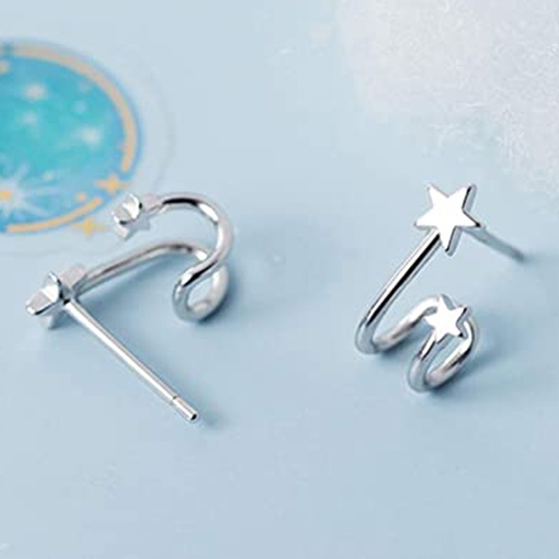 [AYBx] Baju Kaos Distro Pria Wanita Lengan Pendek Fashion Wanita Sederhana Elegan Bintang Berujung Lima Ear studs Perempuan Ear studs