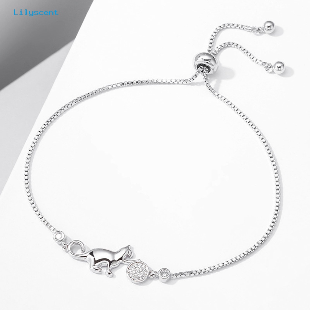 [LS] Gelang Wanita Serut Desain Anti Karat Kucing Berlian Imitasi Adjustable Bangle Perhiasan Untuk Hadiah