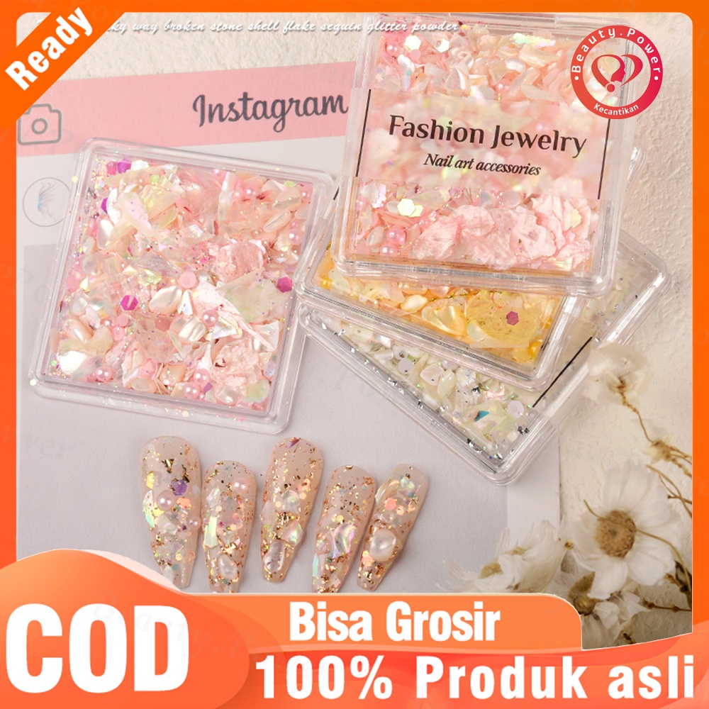 1 Kotak Nail Sequins Irregular Shells Untuk Dekorasi Manicure / Case Handphone