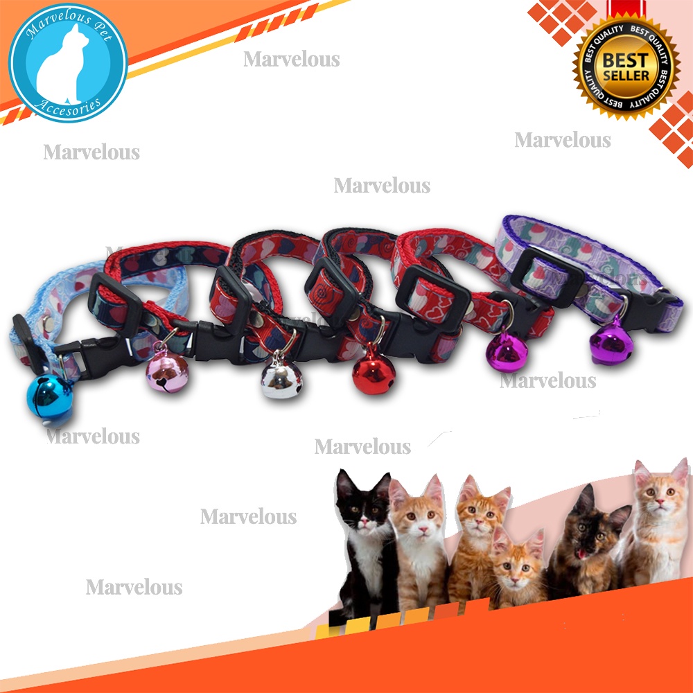 Kalung Kucing Lonceng Besar Ukuran 14 mm Motif Love Hati