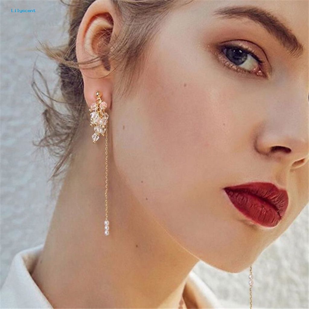 Lilyscent 1pasang Ringan Lady Earrings Perhiasan Pernikahan Prom Indah Anting Gantung Kepribadian