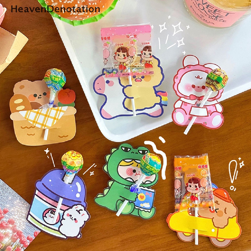[HeavenDenotation] 50pcs/pack Kartu Dekorasi Lolipop Kartun Perlengkapan Permen Lolipop Kertas HDV