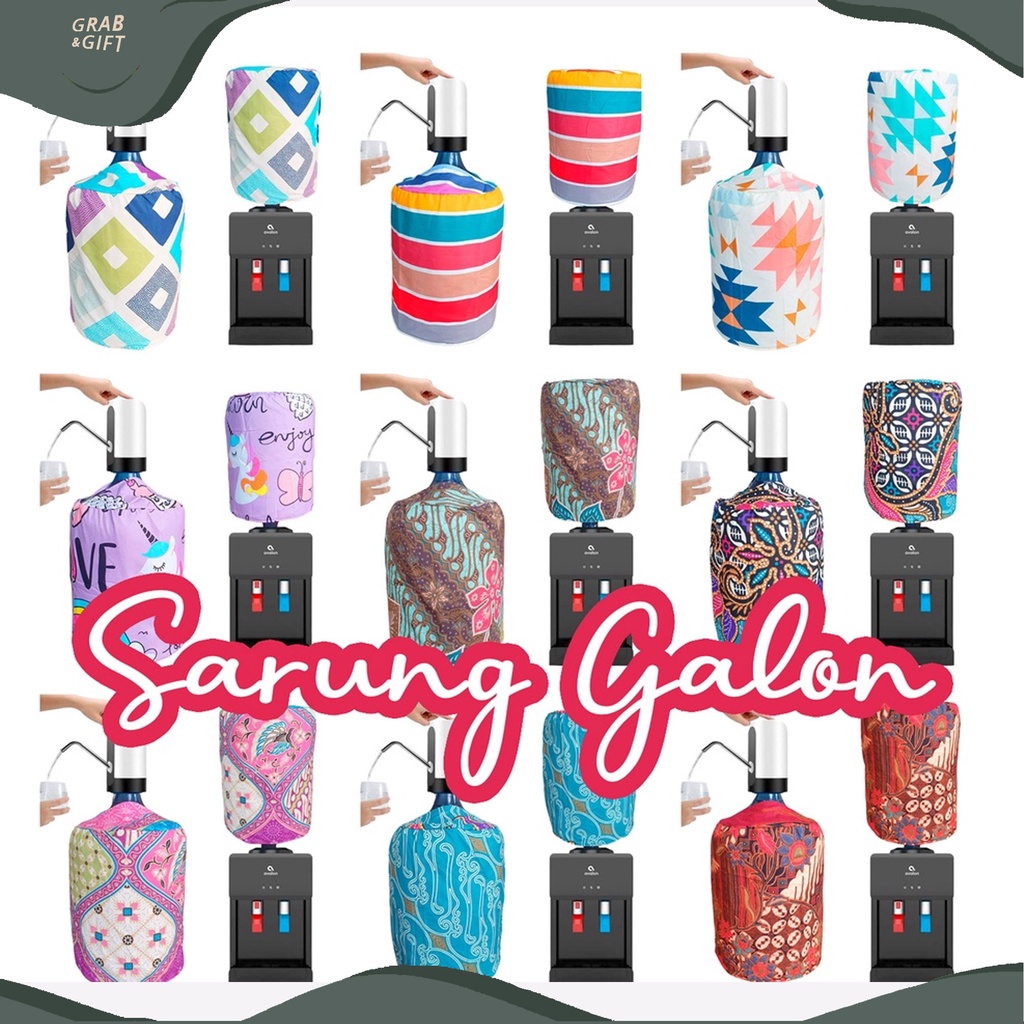 SARUNG Galon Air Cover Motif Abstrak Batik dengan Lapisan Spon Premium Dispenser Aqua / Atas Bawah