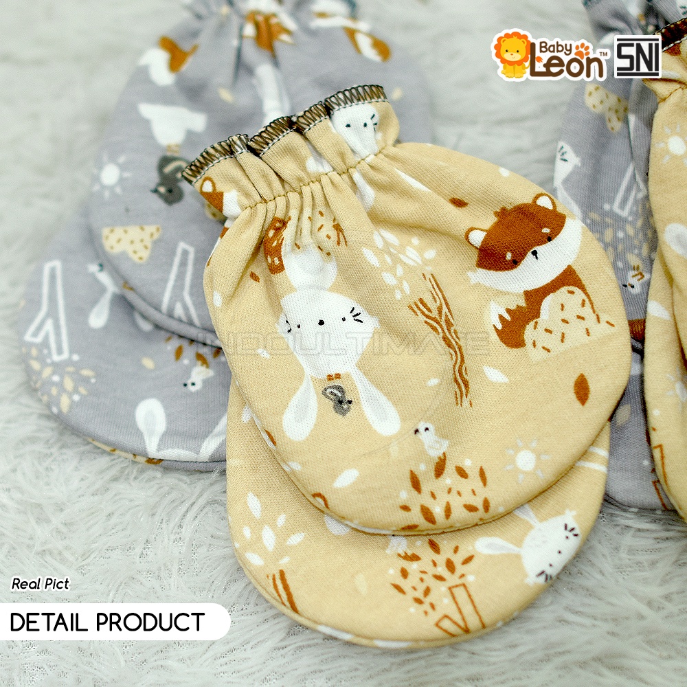 2in1 Sarung Tangan + Sarung Kaki Bayi Newborn BABY LEON DS-121 Sarung Tangan Dan Kaos Kaki Baby New