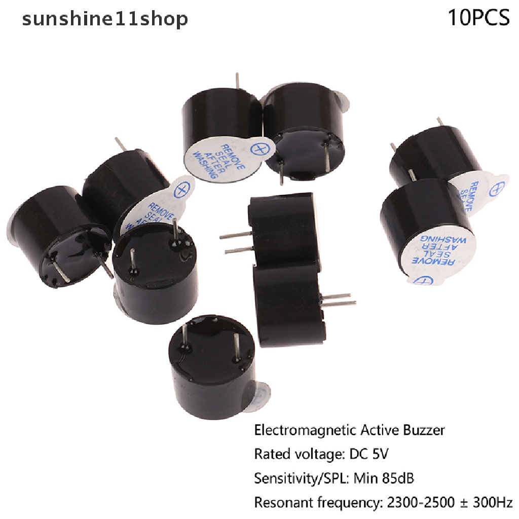 Sho 10PCS Aktif Buzzer 5V Magnetic Panjang Conous Beep Tone 12095mini Plug Speaker N