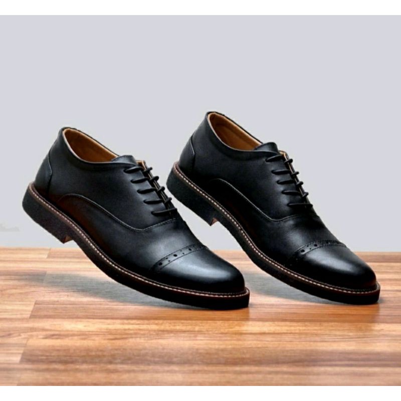 Pantofel Pria Clasik Barang LANGKA / Sepatu kerja Formal ukuran JUMBO 44-45-46-47-48 Leather Black Empuk, ORI 48