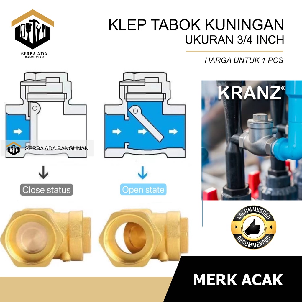 Check Valve Kranz klep tabok 3/4 inch / Swing Check Valve KRANZ 3/4&quot;